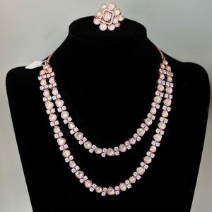 Gorgeous Rose Gold plated CZ and Mossanite necklace and earrings set.